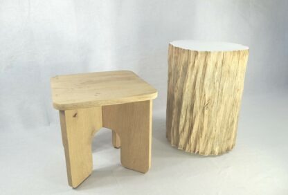 tabouret bas bois naturel massif design arrondi artisan local m-obois local meuse lorraine