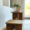 tabouret bas bois naturel massif design arrondi artisan local m-obois local meuse lorraine
