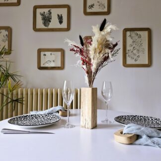 vase bois naturel massif brut design fleur séchée chêne bois blanc arrondi artisan local m-obois local meuse lorraine